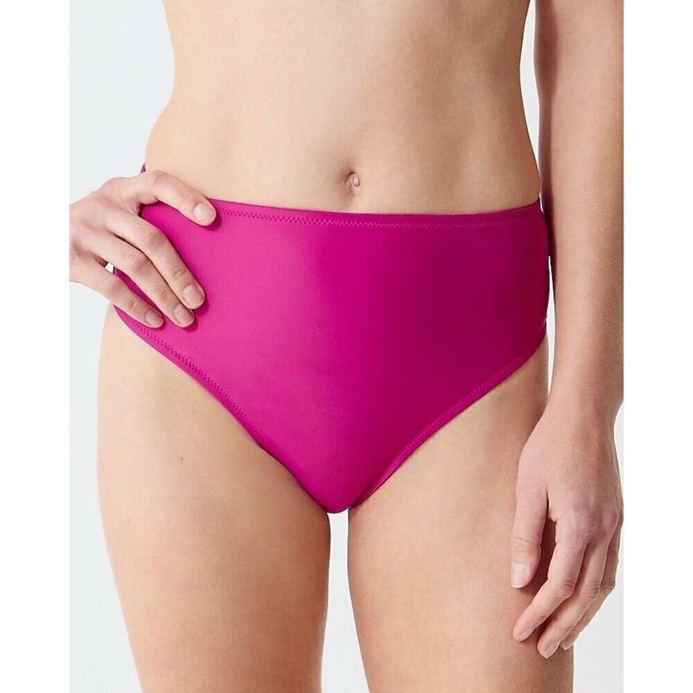 J Crew Womens Hallie Bikini Bottom Sz Small Radiant Fuchsia Pink High Waist $59